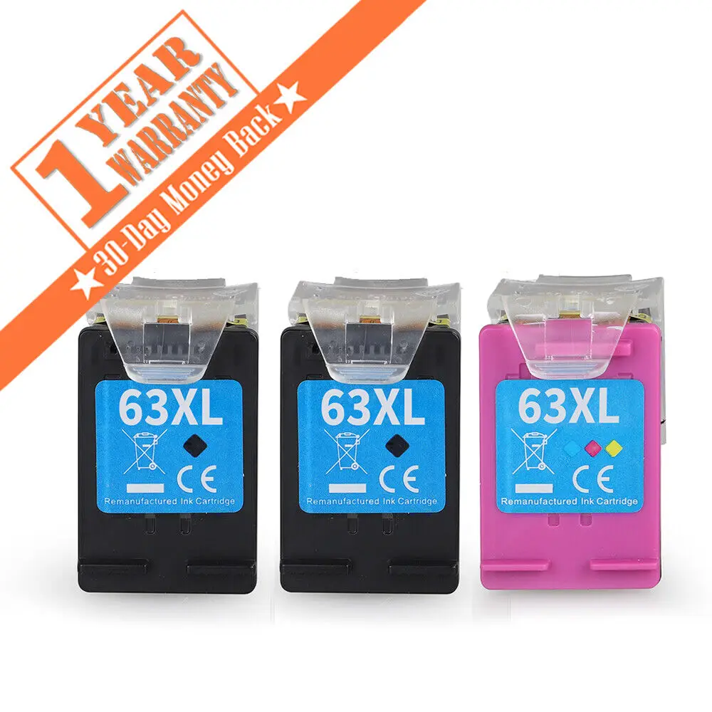 Cartuccia D'Inchiostro 63Xl (2K + 1Cl) Per Hp Officejet 3830 4650 4655 5255 Envy 4511 4512