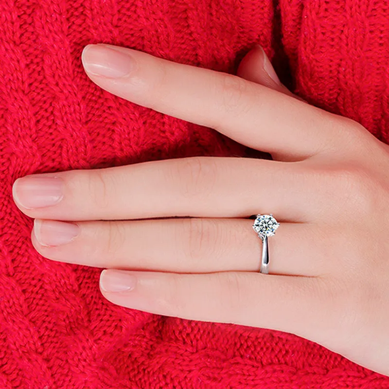 Fine Wedding Rings for Men Women Gift S925 Sterling Silver Austrian Crystal Engagement Proposal Ring Jewelry Bague Femme - 5