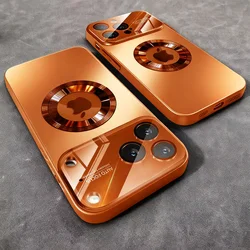 Luxury Glass Camera Lens Protection Case with MagSafe - Compatible Magnetic Phone Cover - iPhone 18 Pro (Orange)