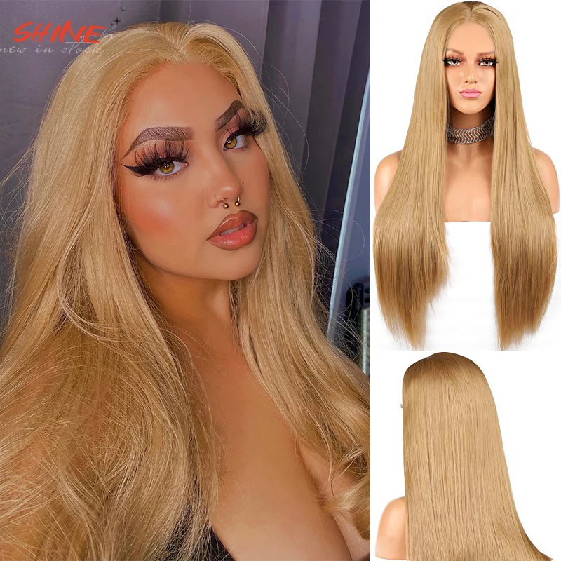 Ash Blonde Cosplay Synthetic Wig Long Straight Good Quality Blonde Wig For Woman None Lace Wig High Temperature Fiber Hair Wigs