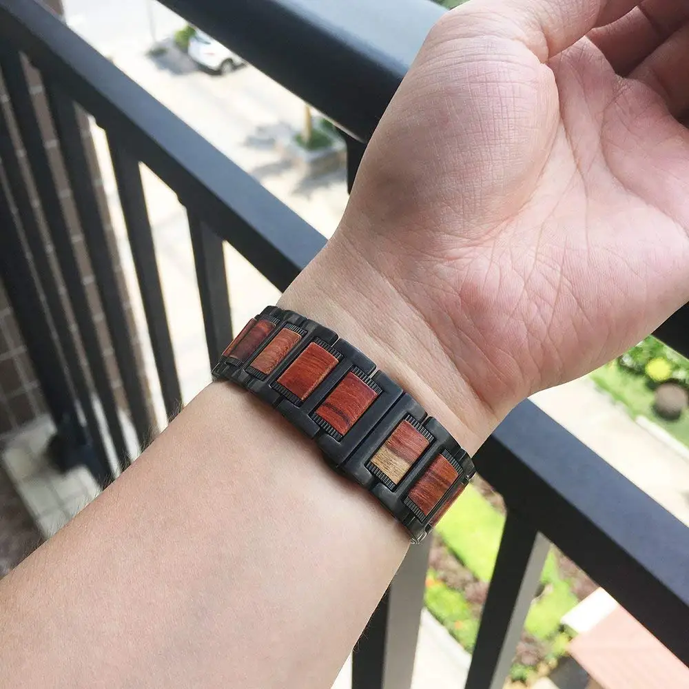 Elegant 22mm Metal Rosewood Strap