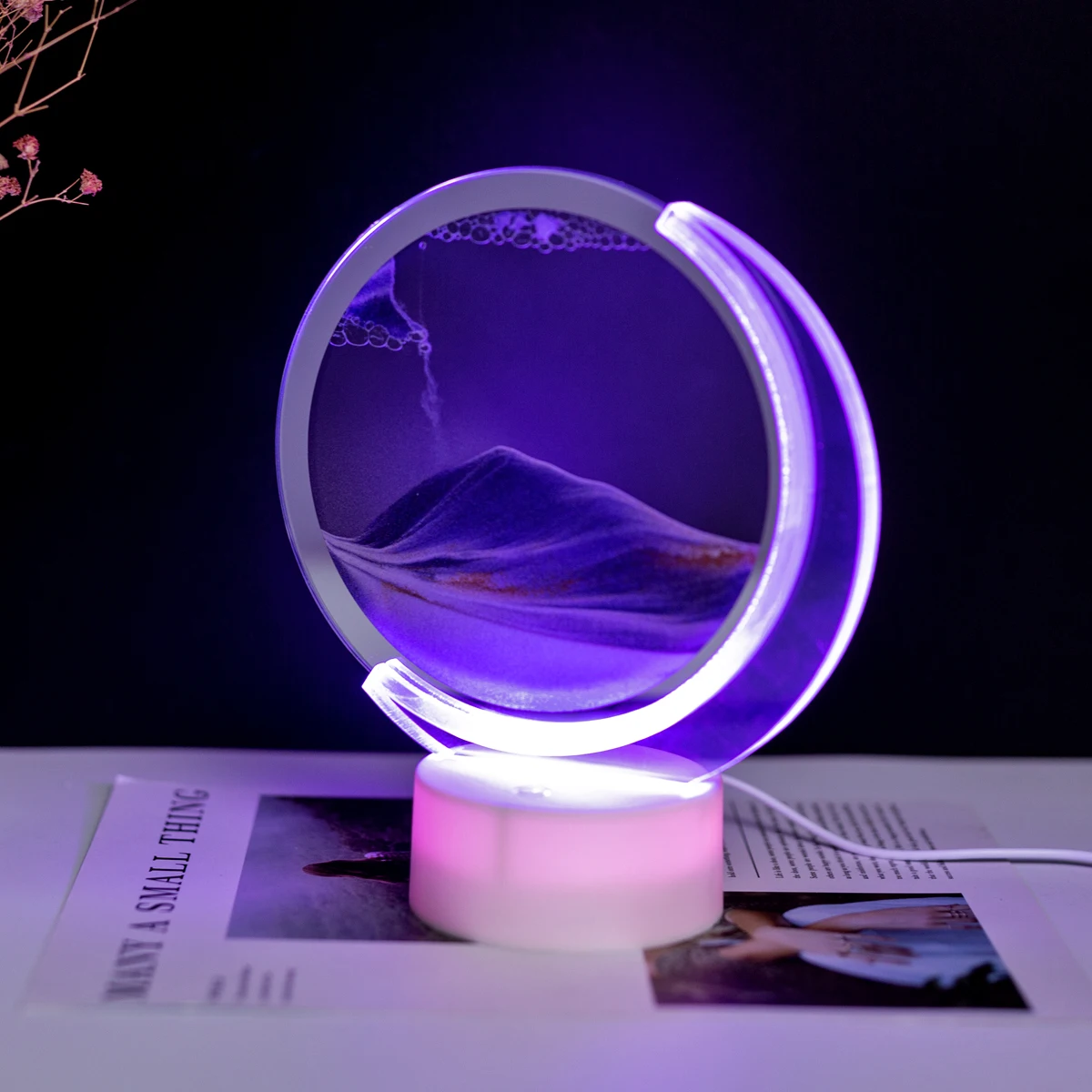 

3D Hourglass Deep Sea Sandscape Moving Sand Art Picture Round 7 Colors USB In Motion Display Flowing Sand Frame For home Decor