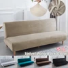 Velvet Armless Sofa Bed Covers Folding Seat Slipcover Modern Futon Stretch Sofa Bed Covers Living Room Elastic Couch Protector 1