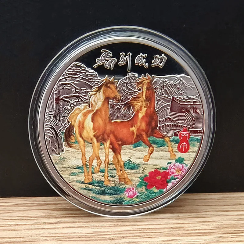 3Pcs Chinese Zodiac Horse Souvenir Coins Lucky Animal Horse 40mm Collectible Coins Metal Collection 2026 New Year Event Gift