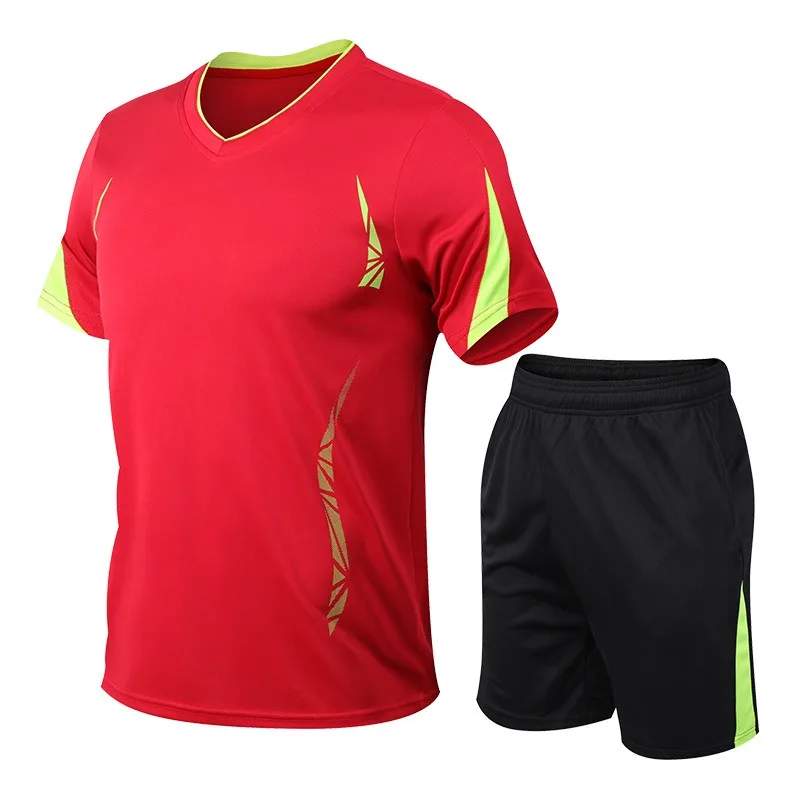 Men's Badminton Outfit Set Quick-Dry Short Sleeve T-Shirt Summer Sports Suit Loose-fit Running Clothes badminton t shirt sports wear set