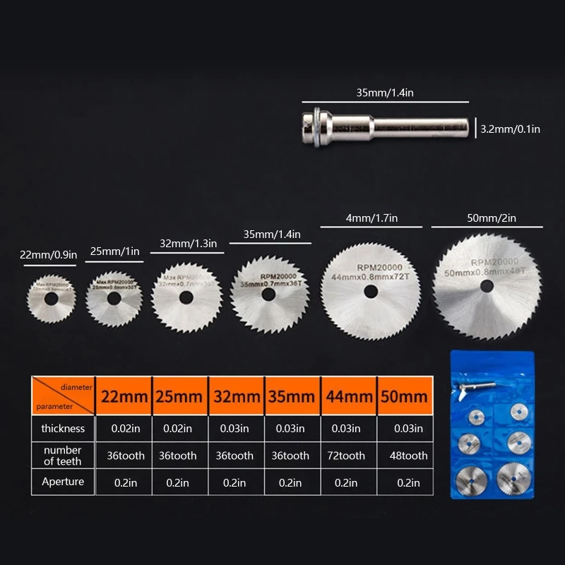 6pcs Mini Circular Saw Blade Electric Grinding Cutting Disc Rotary Tool for Dremel Metal Cutter Power Tool Wood Cutting Discs