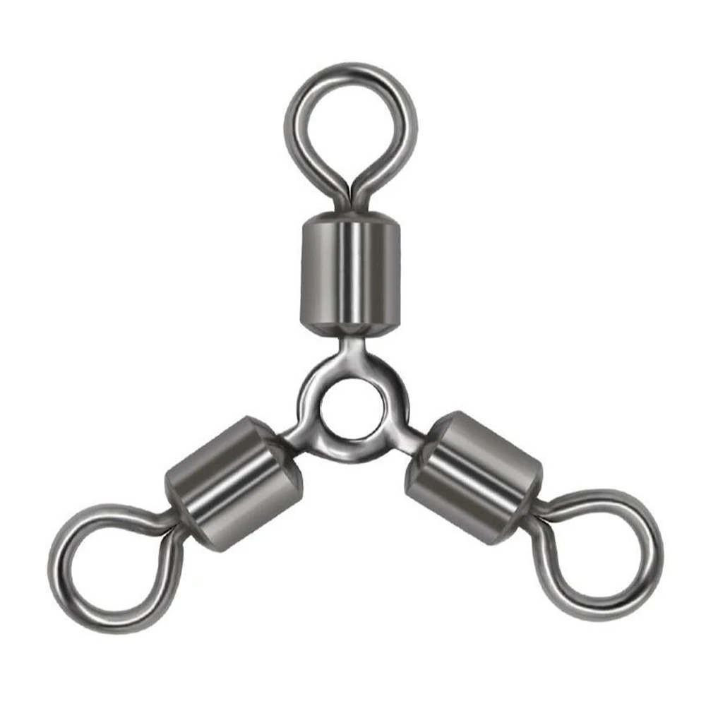 20pcs Brass alloy 3 Way Fishing Connector Ball Bearing Rolling Swivels O-Shape Three Way Rolling Swivels Fishing Tackle Fishhook