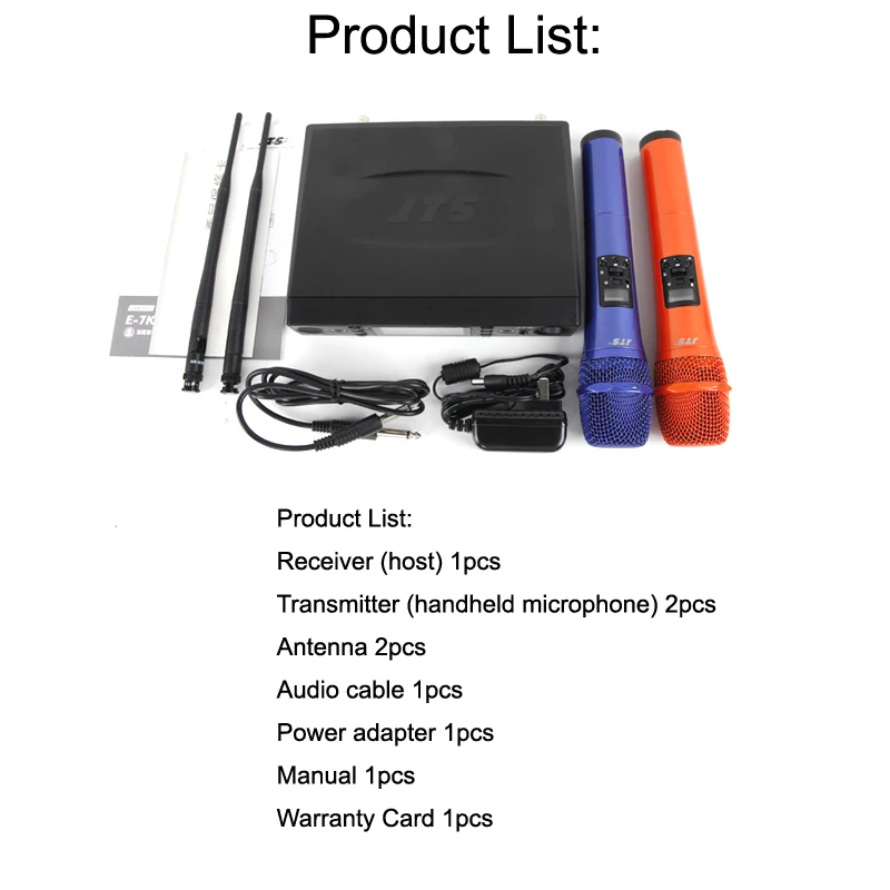 JTS E-7K Professional Wireless Microphone Home KTV Conference Stage Performance E-7KTH Dual Channel Automatic Selection System