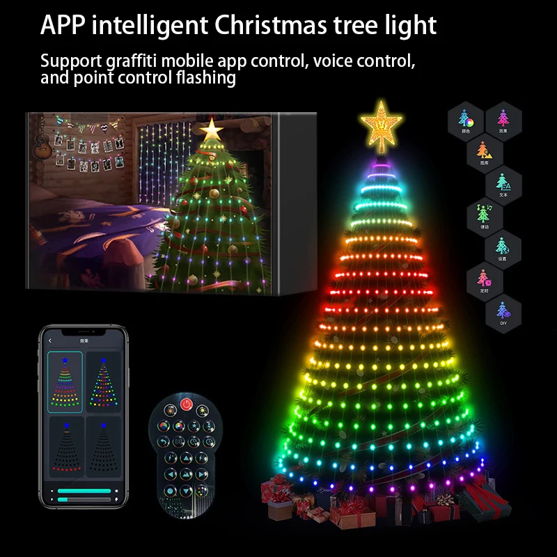 thumbnail image 1 of Luz decorativa LED para árbol de Navidad de 2,1 m, luz LED inteligente iDeal, aplicación de control, cadena de luces de imagen DIY para envío rápido, 1 of 4