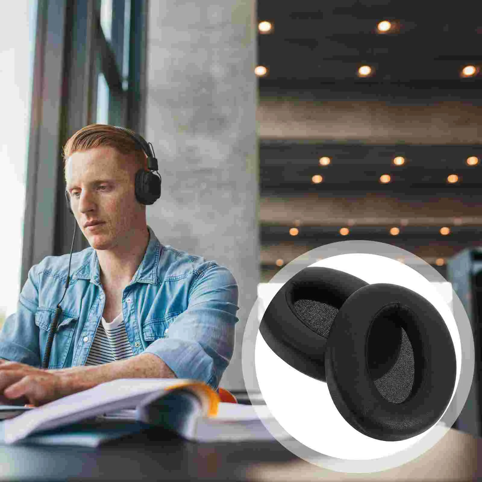 

2pcs Headphone Ear Cover Headset Ear Pad Headphone Sweat Cover Headphone Earpad Supply