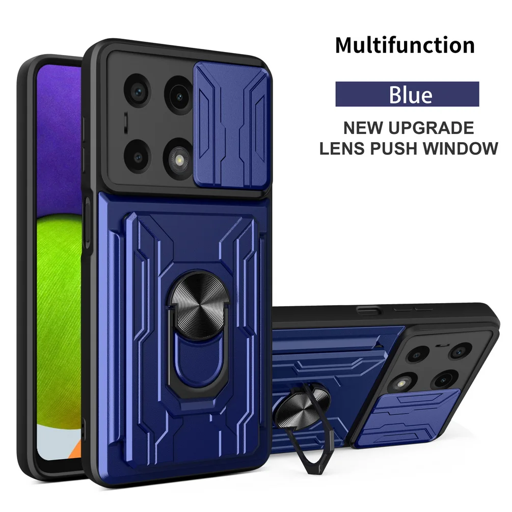 Card Slot Camera Protect Case with Armor Hybrid Ring Cover