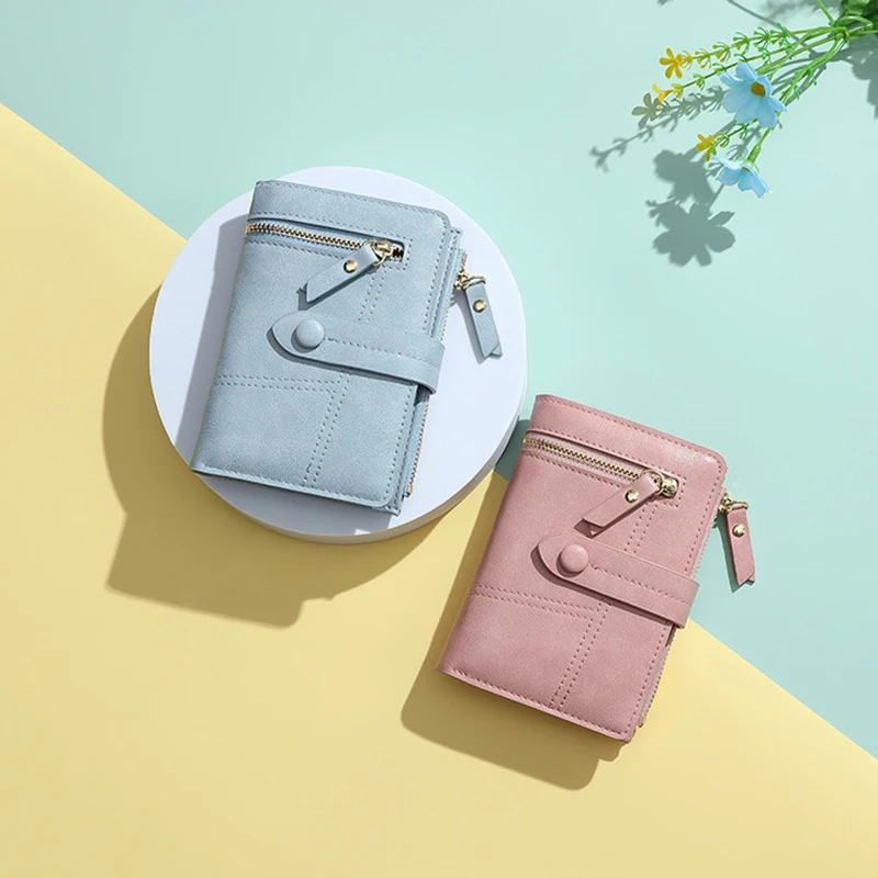 New Solid Color Wallet Fashion Short Card Holder Luxury Designer Solid Color Clutch Bag Ultra-thin Leather Wallet For Women