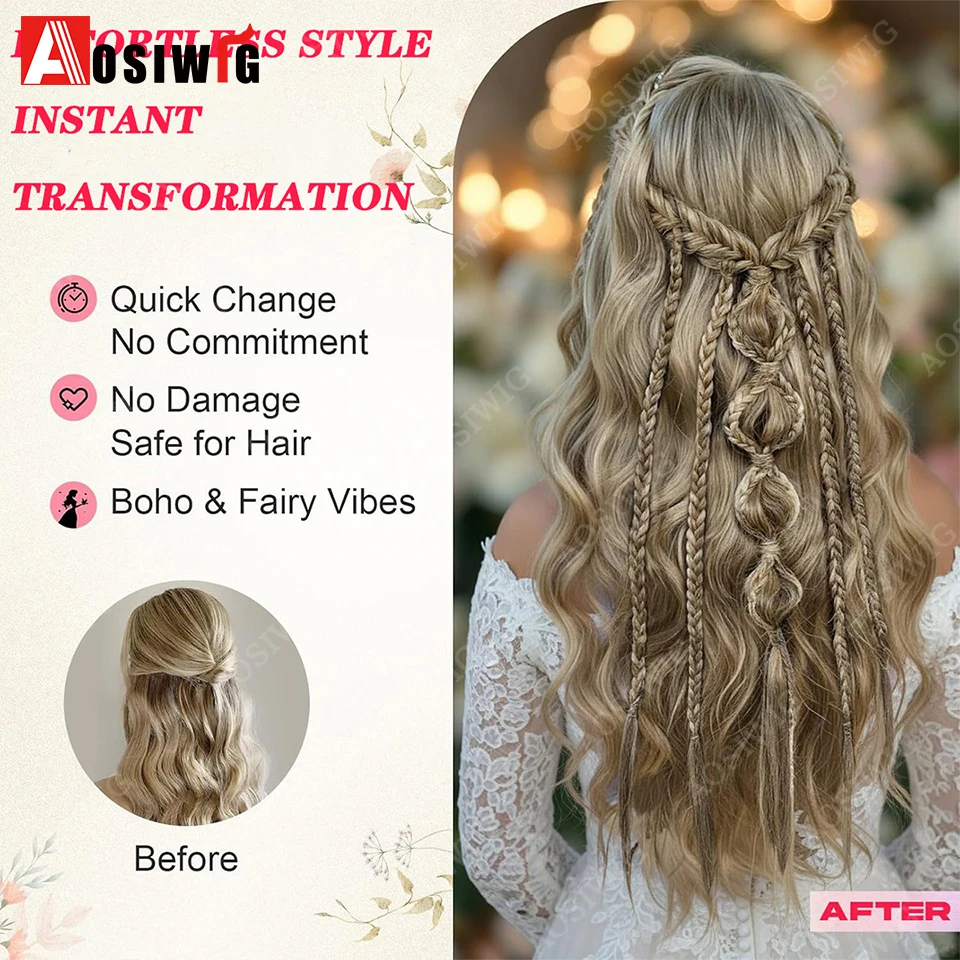 Bohemian Bubble Braid Hair Extension - Handmade Vintage Wedding Hair Accessory