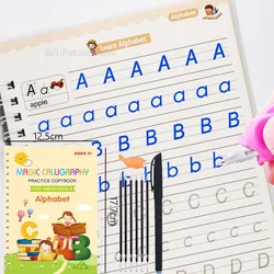 Reusable 3D Calligraphy Drawing and Number Practice Book for Kids: Educational Learning and Letter Writing Toy Gifts (Letter)