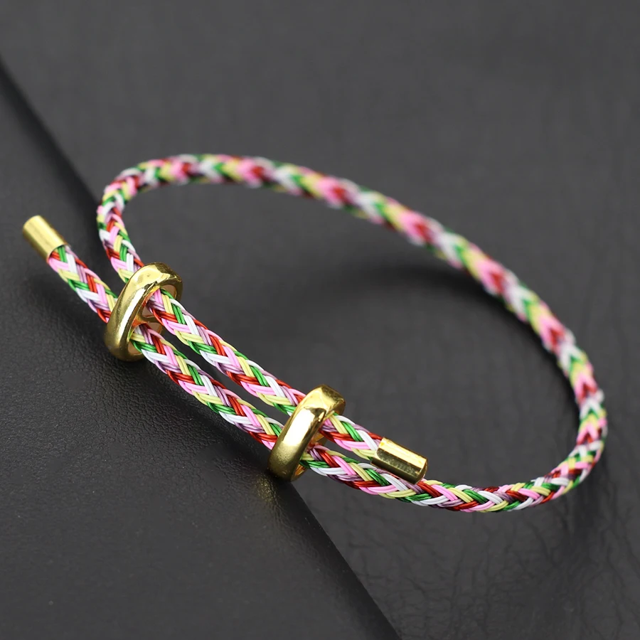 Stainless Steel Adjustable Men Bangle Bracelet Red Lucky Gift