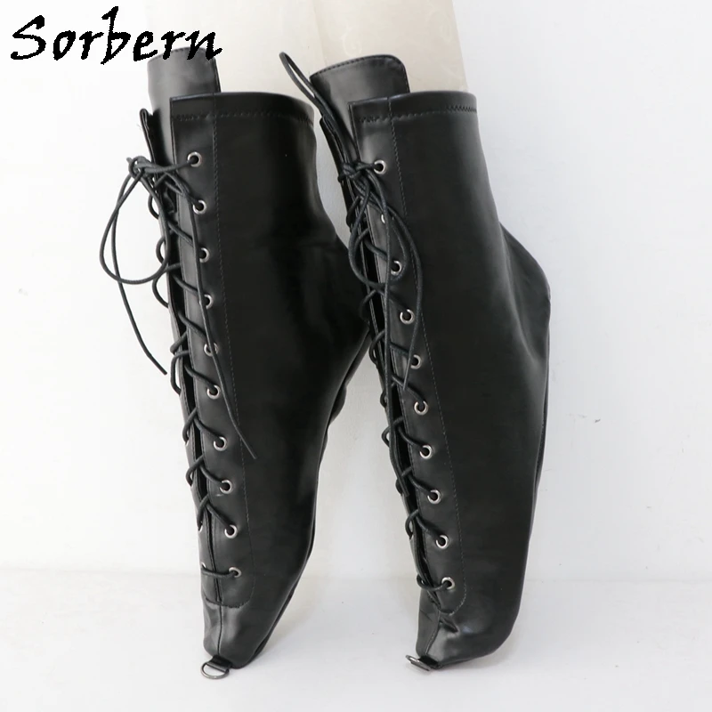 

Sorbern Sexy Ballet Heelless Shoes Covers Lace Up Ankle High Boots No Heels Pointed Toe Booties Multi Colors