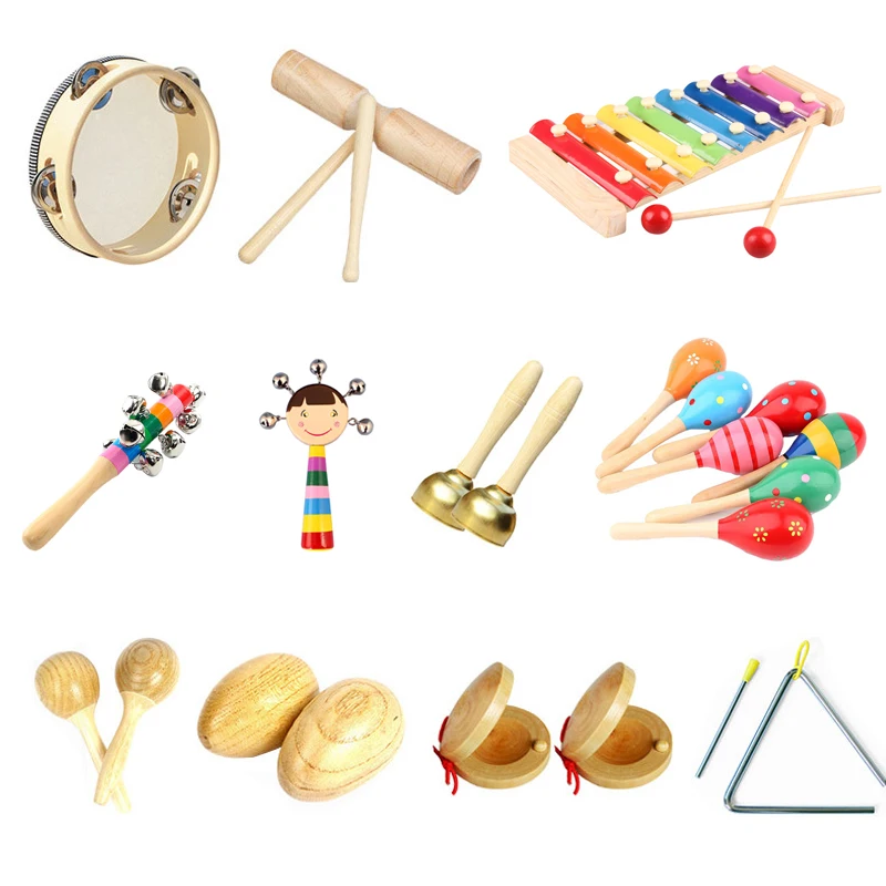 MontessoriWoodenRattlesSandHammerEnlightenmentMusicInstrument