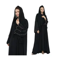 New Eid Muslim Women Open Cardigan Arab Fashiona Elegant Handmade Beads Full Sleeves Loose Abaya Party Grow Dress