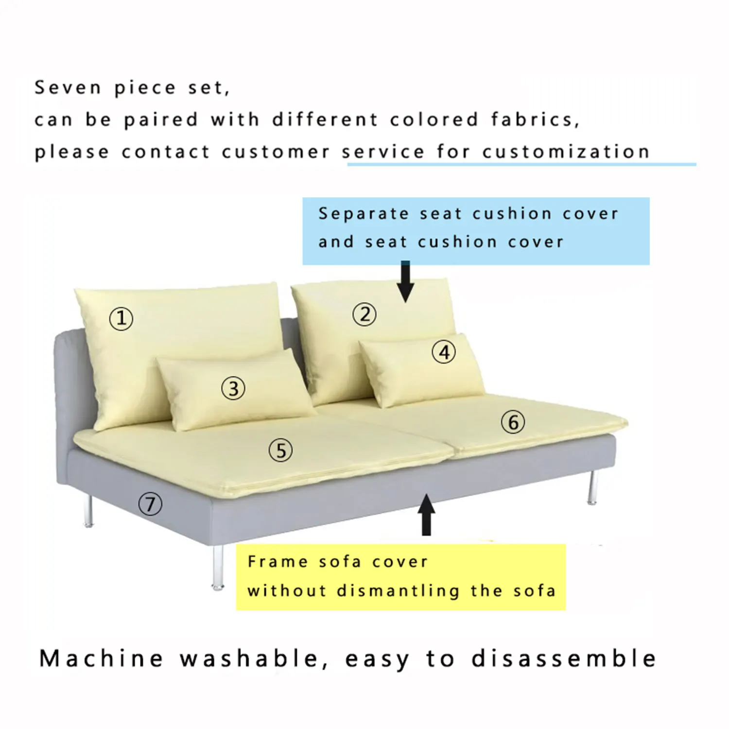 CRIUSJA Couch Cover for S&Ouml;DERHAMN 3 Seat Sofa, soderhamn covers，Sofa Cover for 2 Cushion Couch,Couch Covers with Cushion Covers