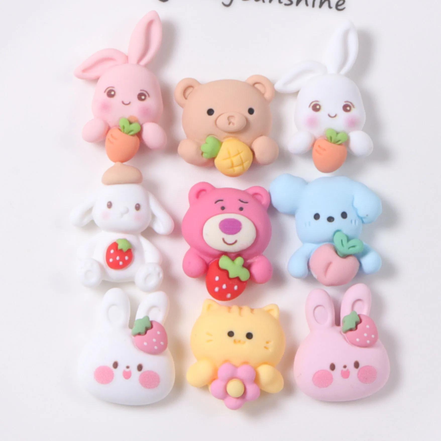 

10Pcs New Animals Resin Rabbit Bear Puppy Cartoon Animal Flat Back Cabochon Scrapbook Kawaii DIY Embellishments Accessories