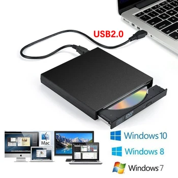 USB 2.0 External DVD Player CD Drive Mp3 Music Movies Portable Reader for Windows 7/ 8/ 10 Laptop Desktop PC Computer 1