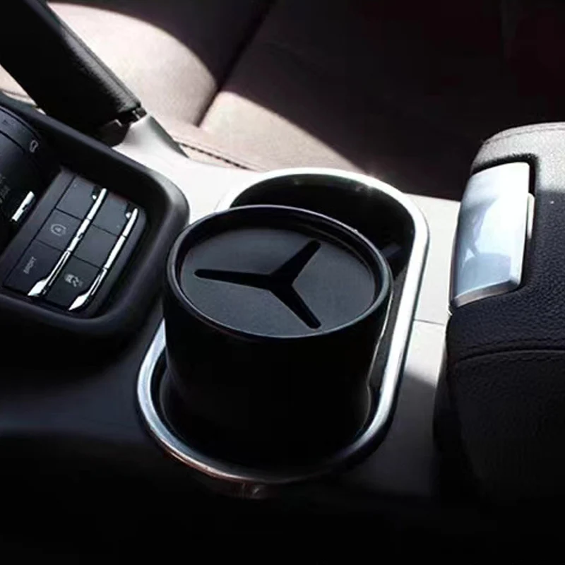 Mini Small Black Car Garbage Can Coin Storage Cup Container Round Styling Universal Size Paper Basket Vehicle Plastic Trash Bin