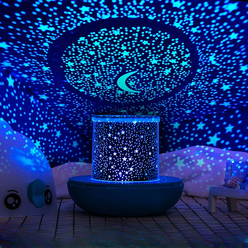 

Lucky Fish LED Rotating Starry Sky Projection Light Machine Small Night Light Star Ocean Light DIY Image