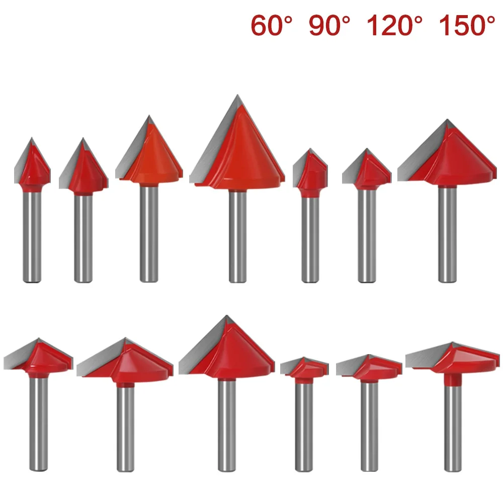 

6mm V Bit-1PCS,CNC solid carbide end mill,tungsten steel woodworking milling cutter,3D wood MDF router bit,60 90 120 150 degrees