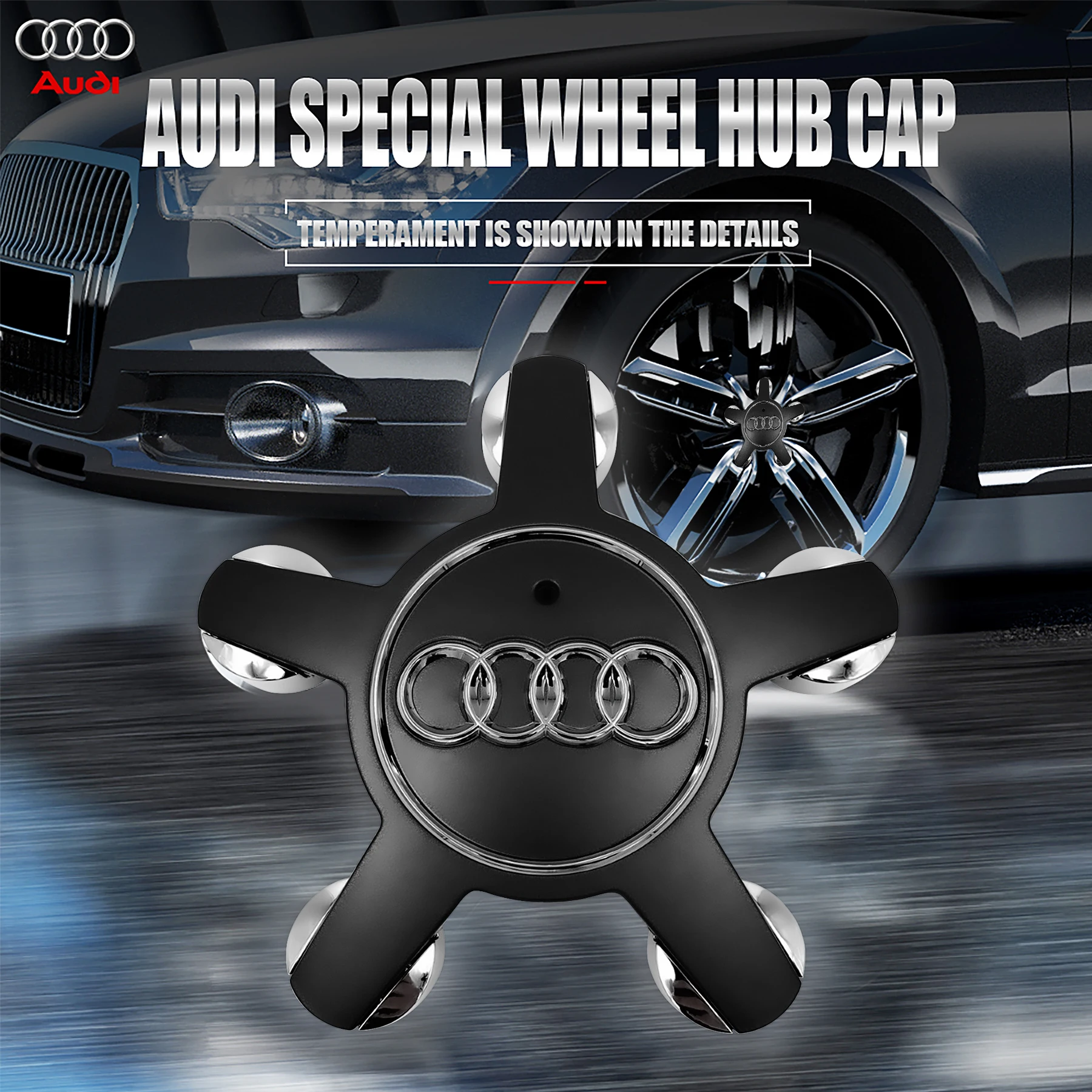4Pcs Car Five Claws Wheel Center Cap Coprimozzo Accessori Auto Refit Per Audi Sline Rs Tt A3 A6 S6 S7 Q5 Q7 C5 C6 B7 B8 8P 8V