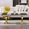 Gold Coffee Table for Living Room,Luxury Coffee Table 48" Black Rectangle Living Room Table with Gorgeous Gold Double U-Base 5