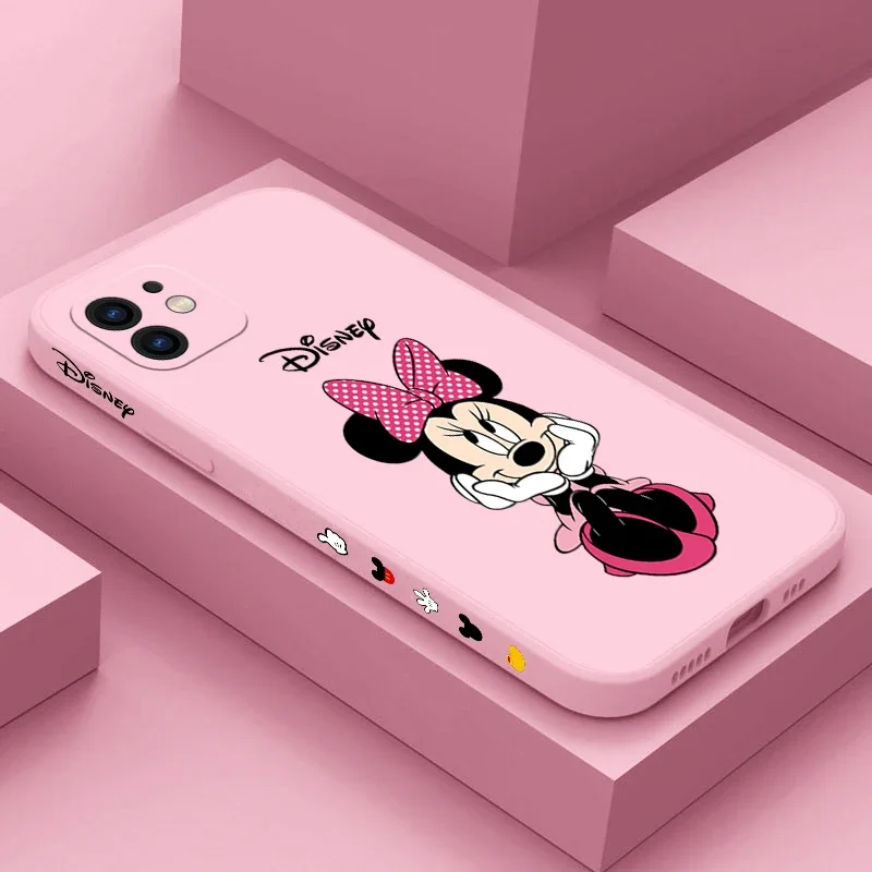 Side Print Disney Minnie Phone Case For iPhone 15 14 13 12 11 Pro Max Mini X XR XS MAX SE20 8 7 Plus Liquid Silicone Cases Cover