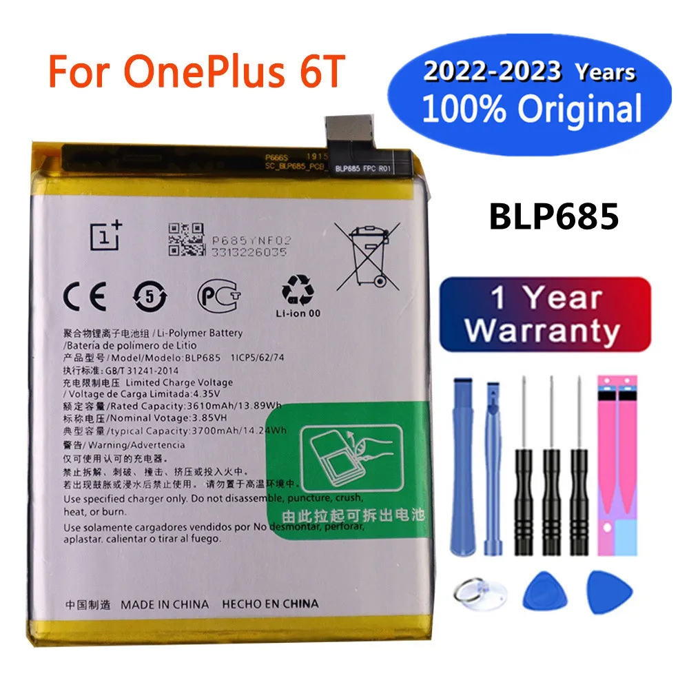 

2023 Years 100% Original OnePlus BLP685 3700mAh Battery For Oneplus 6T 7 A6010 One Plus 6T 7 Mobile Phone Batteries Bateria