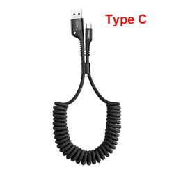 Premium Baseus Spring USB - C Flexible Braided Charging Cable (Black for Type C)