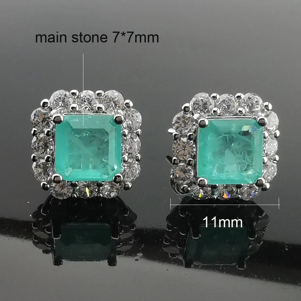 FFGems Brazilian Paraiba Emerald Tourmaline Necklace Created Gemstone Square for Women Fine Jewelry Pendant Party Wedding Gift pendant necklace