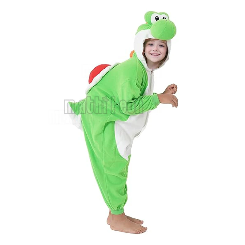 Kinder Onesies Yoshi Kigurumi Jungen Pyjamas Cartoon Cosplay Kostüm für Weihnachten Halloween Fleece Nachtwäsche Anime Homewear Pyjamas – Detail 3