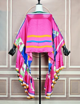 Africano 2024 Moda Boho StampatoUna spalla Maniche a sbuffo Seta Stampata Caftano Camicetta Oversize Sexy Lady Beach Party Allentato Magliette e camicette 1