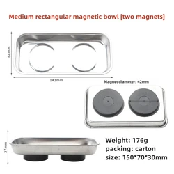 Magnetic Stainless Steel Parts Tray - Durable Round/Square Bowl for Easy Access and Secure Part Storage (Square Medium)
