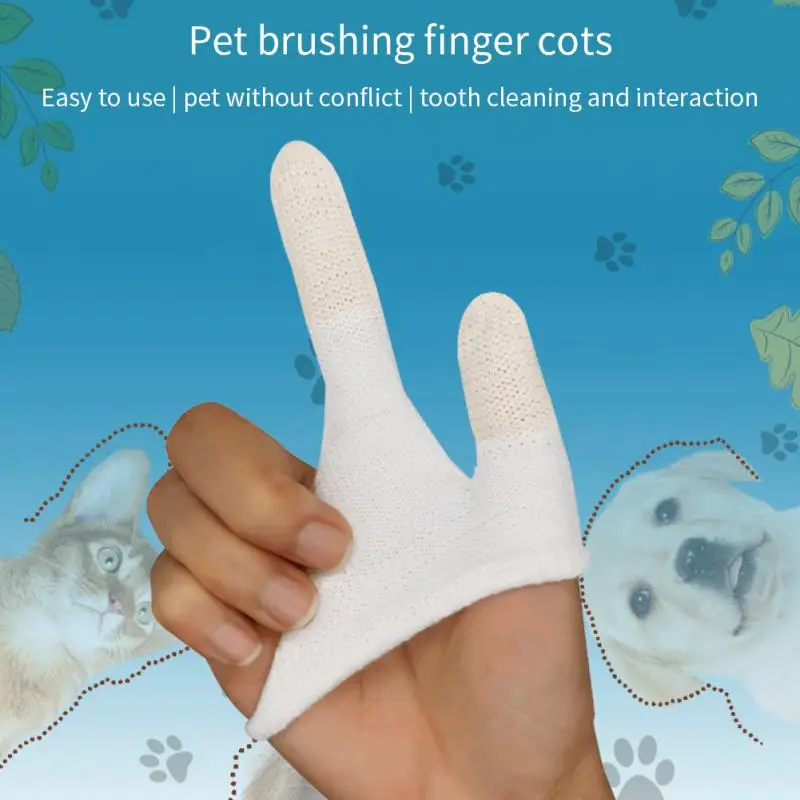 

Pet Two-finger Brushing Finger CotsPuppy Teeth Oral Cleaning Tool Kitten Finger Toothbrush Care Products