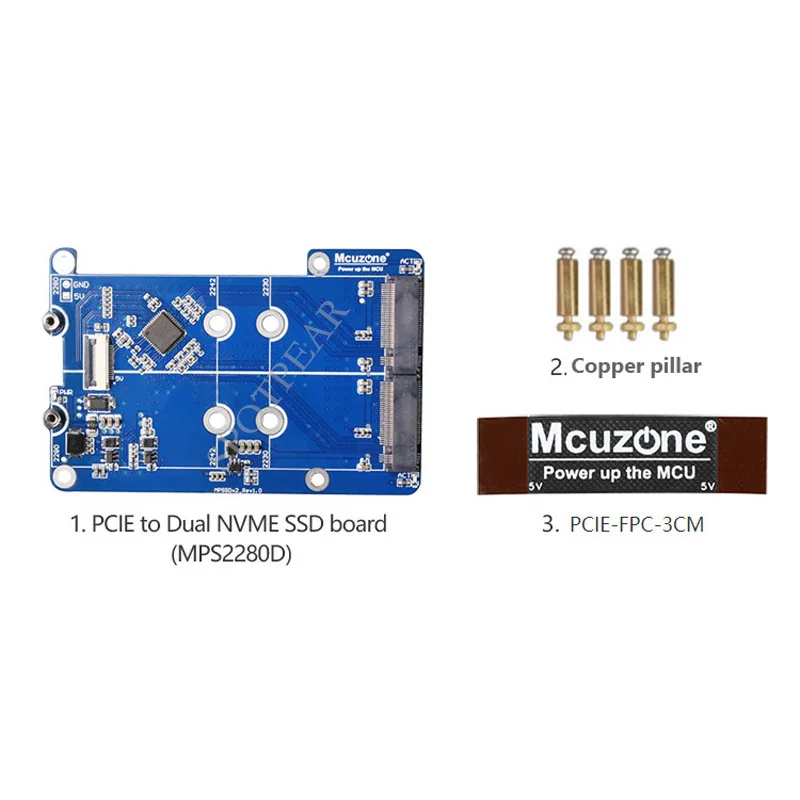 MPS2280D   5 PCIe to M.2 NVMe  SSD  , HAT  5  2280, NVME SSD   Ұ