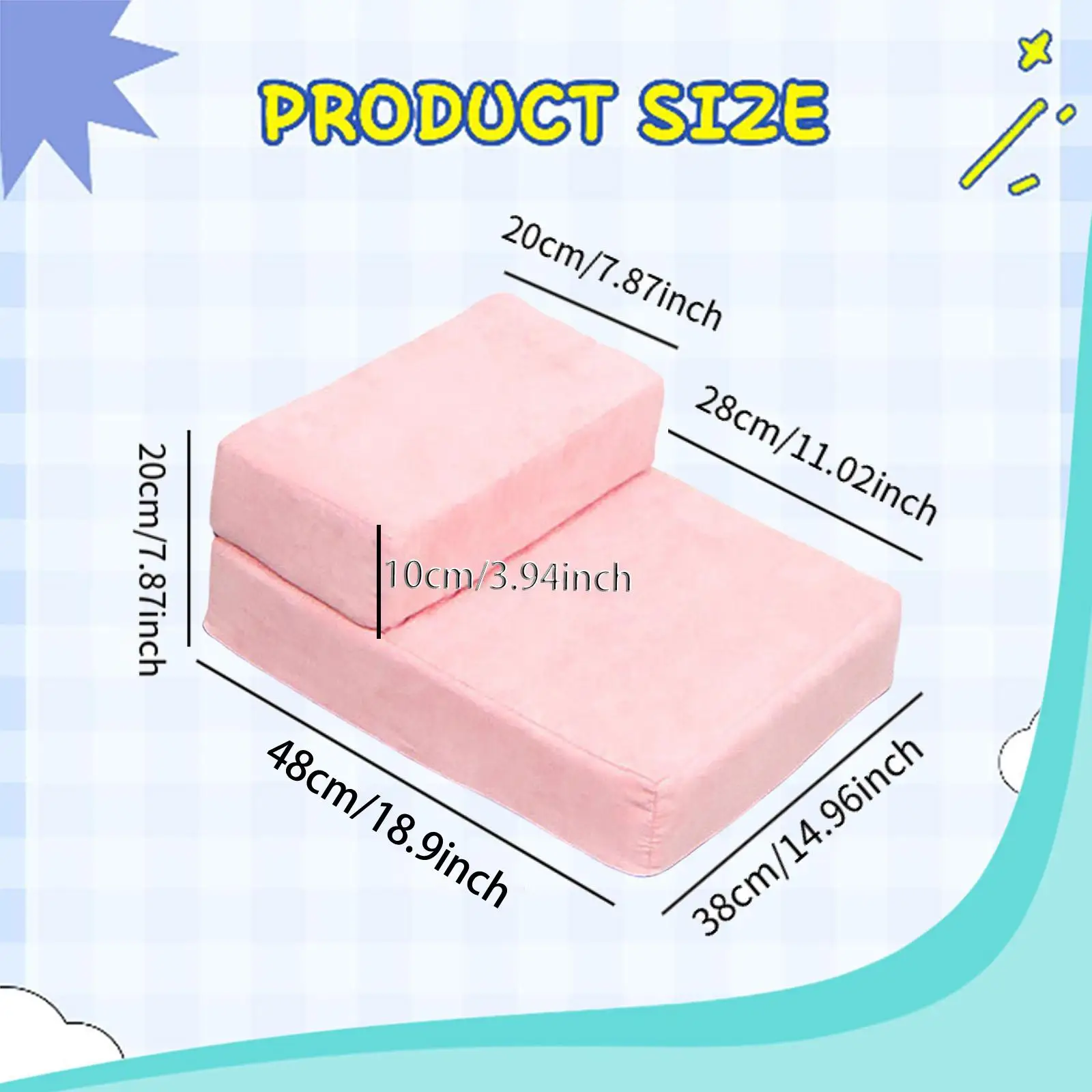 Dog Stairs with Washable Cover Staircase Ladder for High Bed and Couch Soft Pet Climbing Steps Pet Stairs for Small Dogs