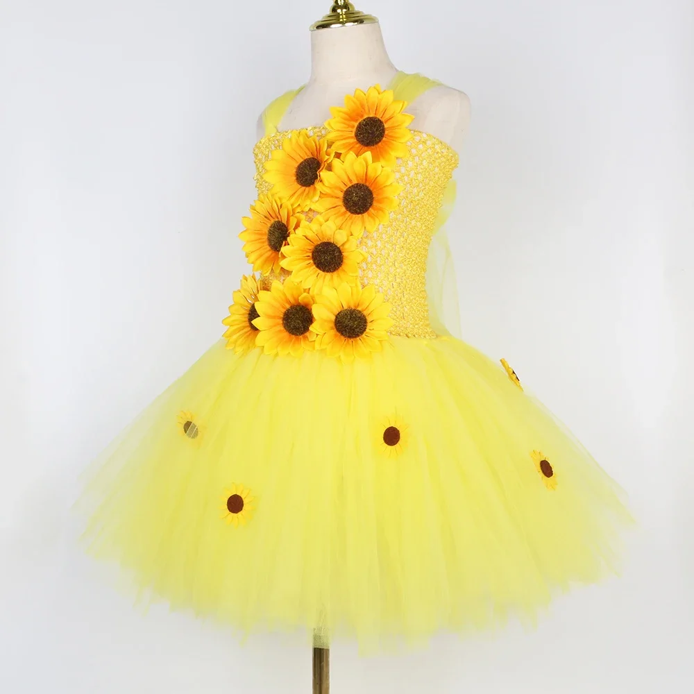 Fall Autumn Sunflower Fairy Princess Dress for Girls Thanksgiving - Main Image