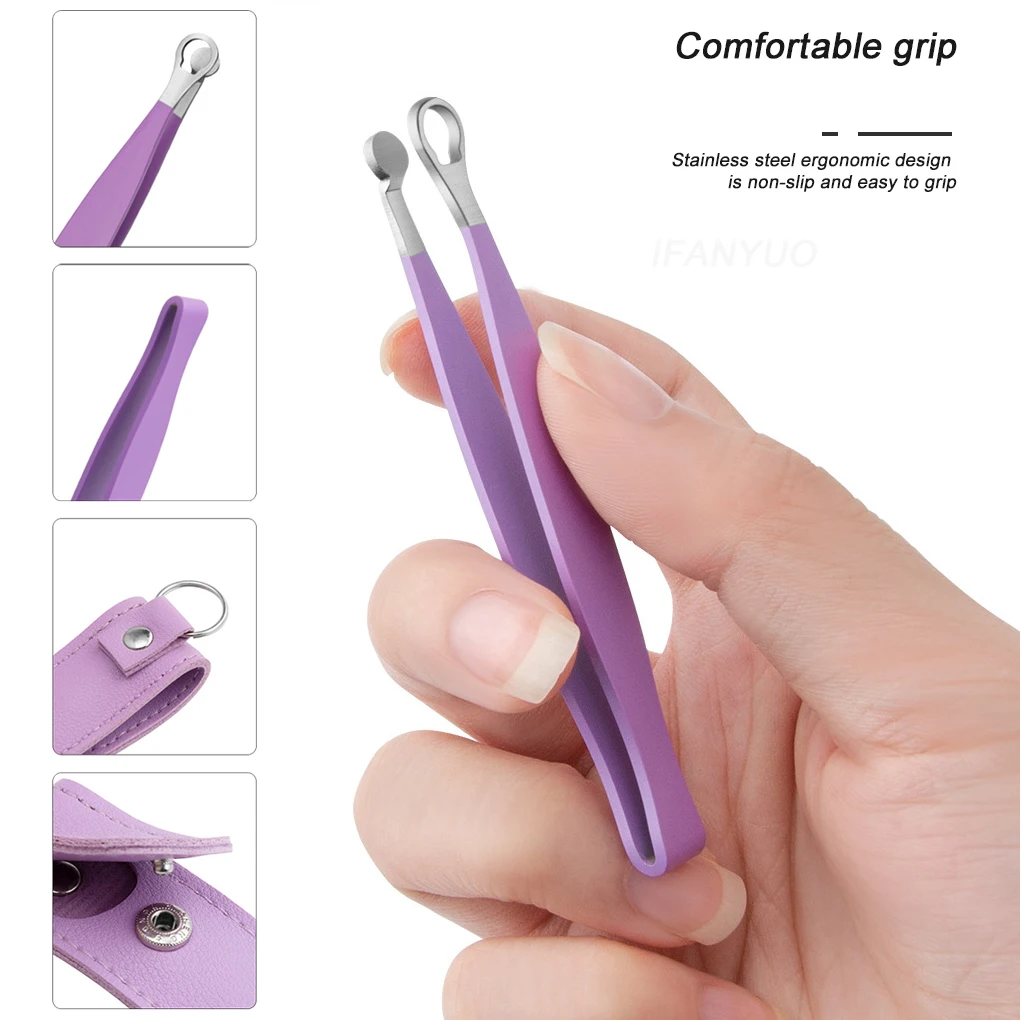 Stainless Steel Round Head Ring Nose Hair Clip Beard & Moustache Trimmer Eyebrow Clipper Push Nose Brow Hair Tweezers Cut Tools
