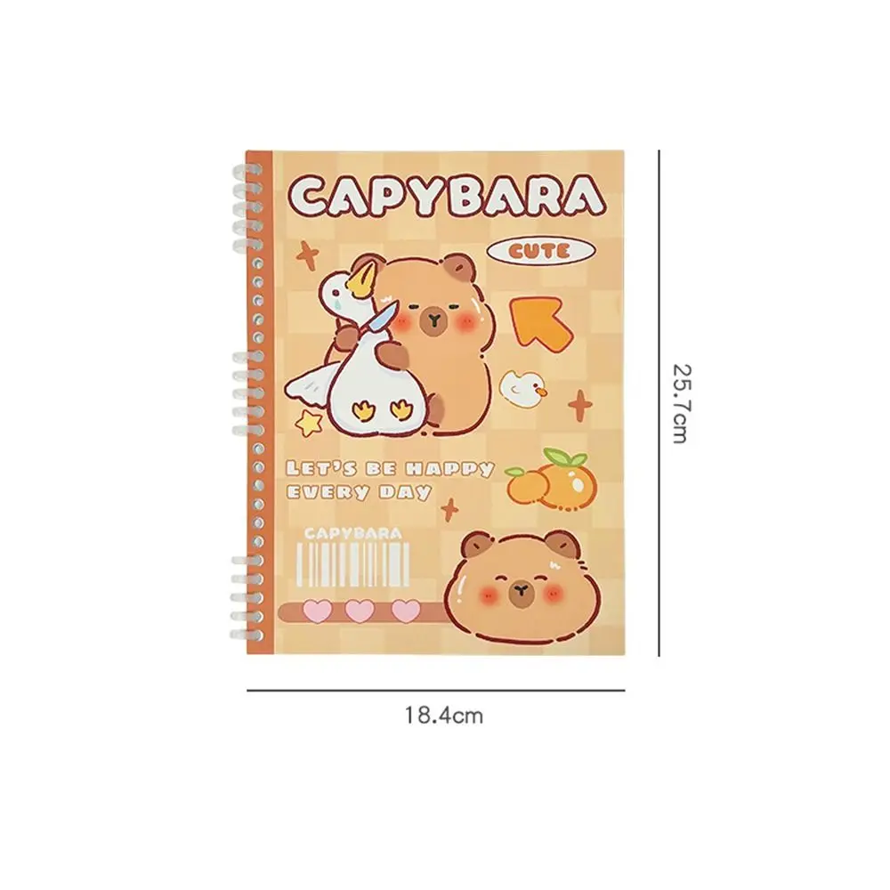 창의적인 카피바라 코일 노트북, 두꺼운 내부 페이지, 귀여운 느슨한 잎 노트북, 다기능 교체 가능한 느슨한 잎