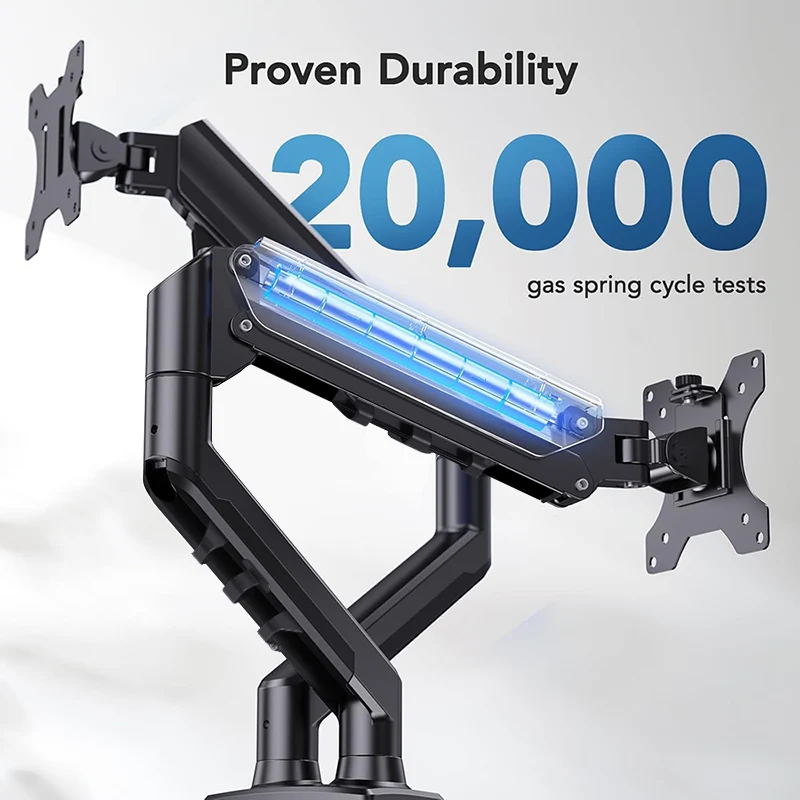 Monitor Desk Mount, Fully Adjustable Dual Monitor Arm for 2 Computer Screens up to 27 inch, Clamp Base Stand for Desk