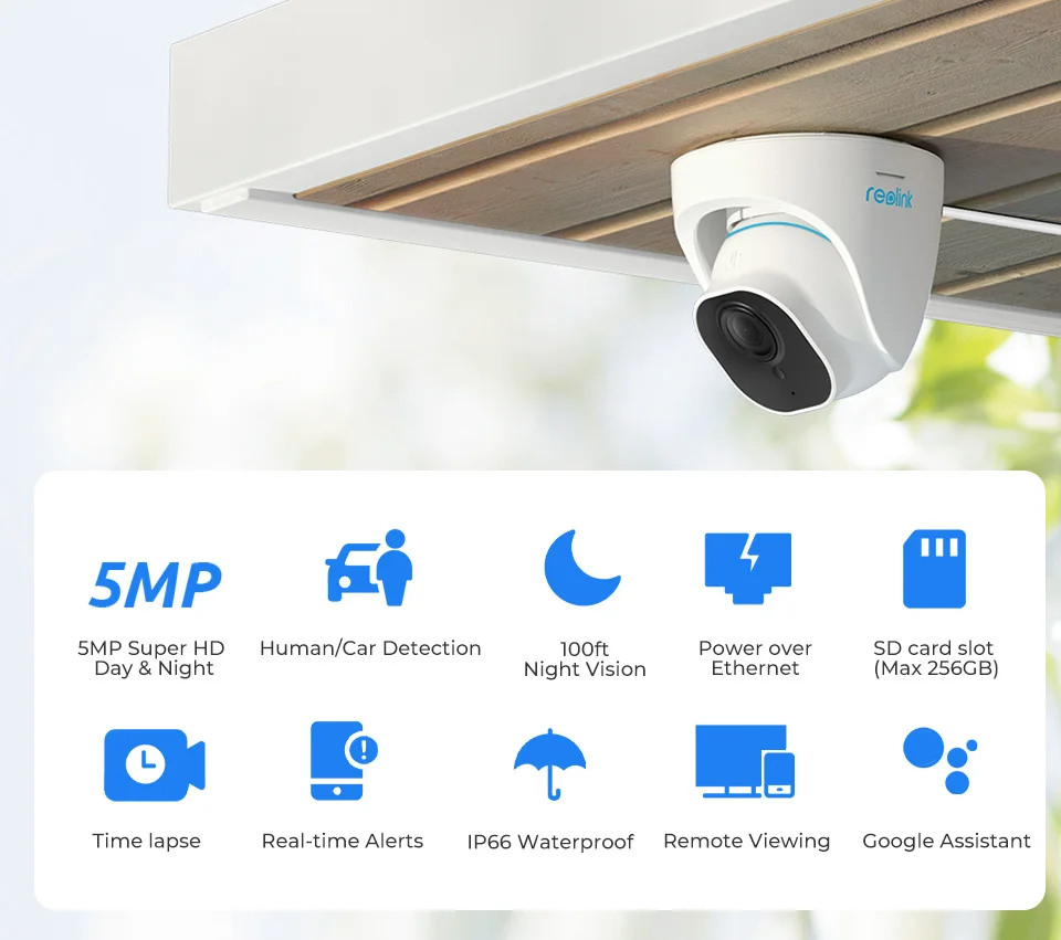 Reolink RLC-520A PoE IP Camera Outdoor Dome Security camera Video Surveillance Camera CCTV Person Vehicle Detection Night vision