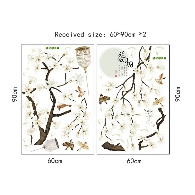 New 187*128cm Big Size Tree Wall Stickers Birds Flower Home Decor Wallpapers for Living Room Bedroom DIY Vinyl Rooms Decoration