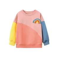 Rainbow  2-7T Autumn Spring Fashion Girls Sweatshirts Long Sleeve Toddler Kids Clothing Sport Baby Hooded Shirts Clothes Shirts