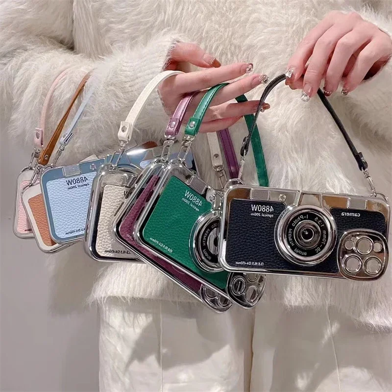 Vintage-Inspired TPU Soft Phone Case with Crossbody Strap Cover