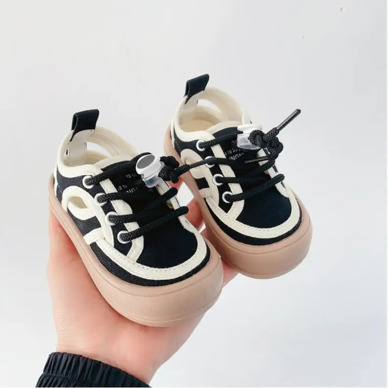 

Children's Canvas Shoes New Product Spring 2023 Children's Hollow-out Breathable Color Matching Casual Shoes Size 22-30