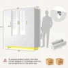 4 Doors Armoire Wardrobe Closet with Mirror, LED Armoire, Wooden Armoire Storage Cabinet with Hanging Rod,White 2